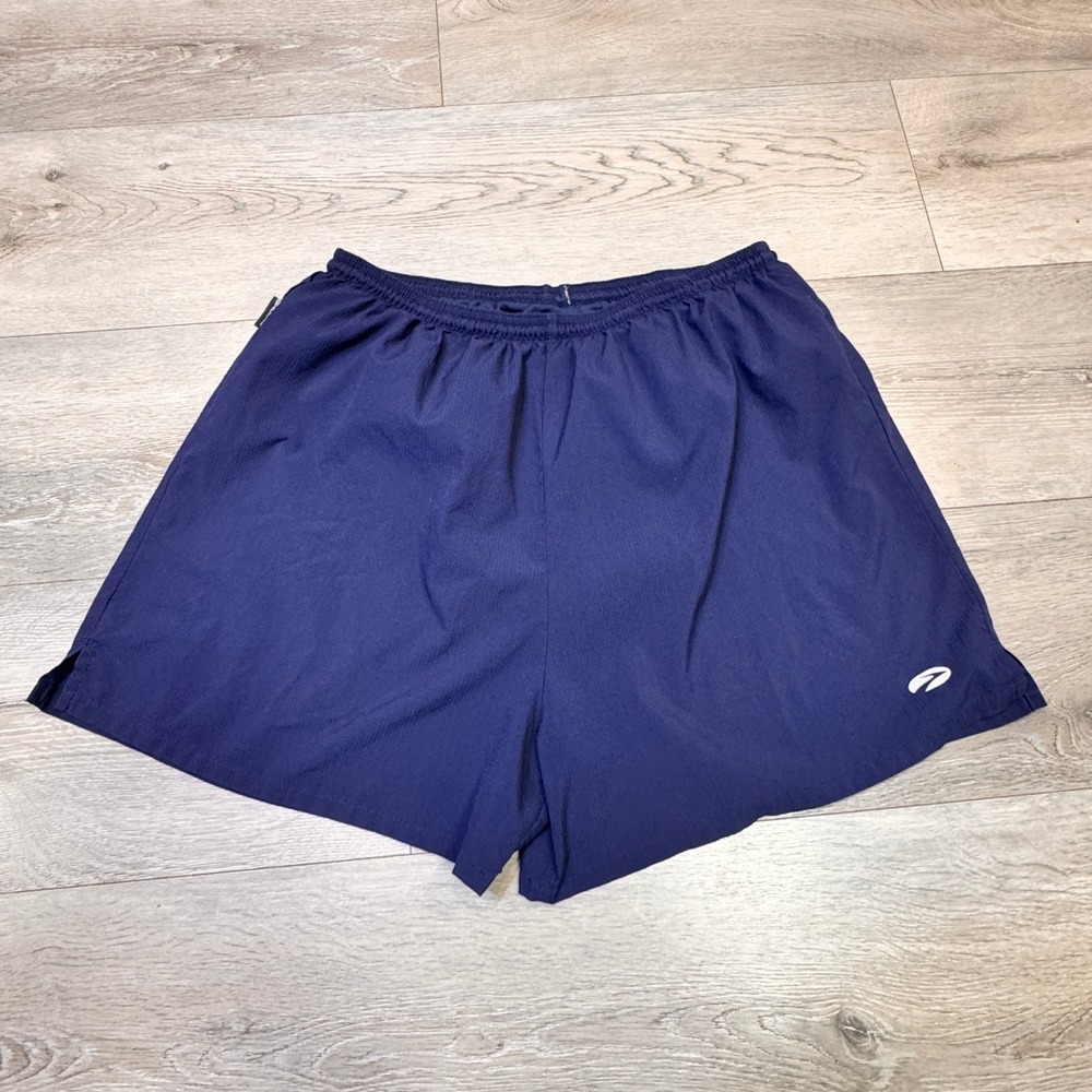 Brooks Running Shorts Mens Navy Blue Athletic Workout Gym Mesh Lined Size‎ Large